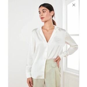 NWT Quince washable silk ivory Notch shirt